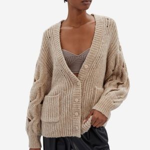 Jonathan Simkhai Chunky Knit Cardigan in Beige